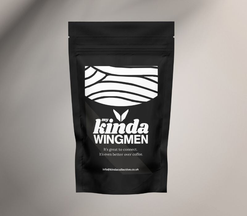 My Kinda Wingmen coffee package showing community impact